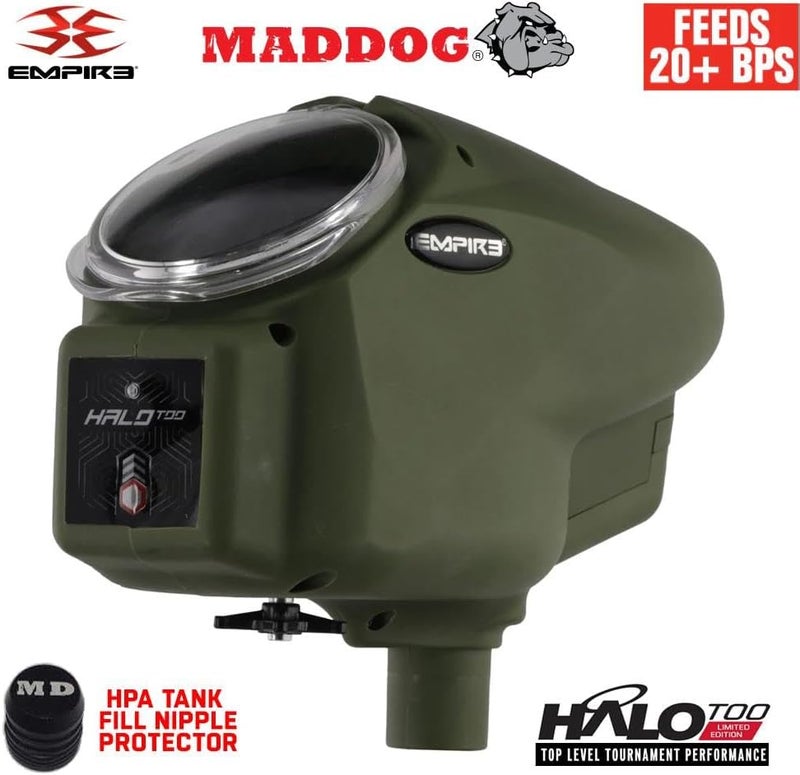 MAddog Empire Halo Too Electronic Paintball Loader with HK Army Epic Speed Feed and HPA Paintball Tank Fill Nipple Protector Accessory Package - 20+ BPS - Image 4